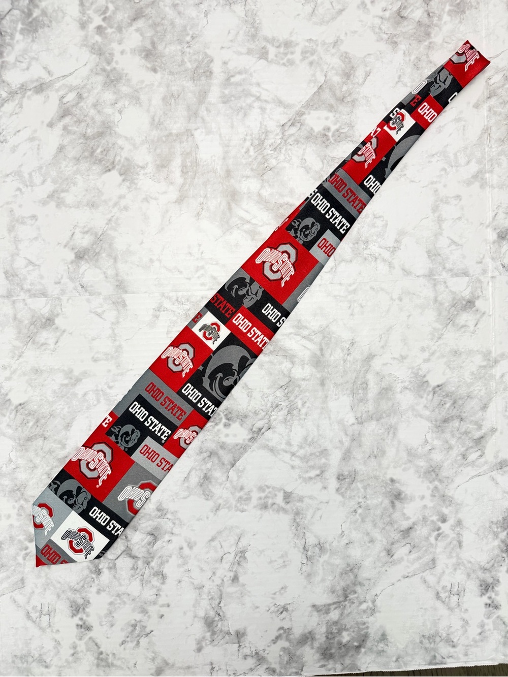 Ralph Marlin Ohio State Red and Gray Logo Tie